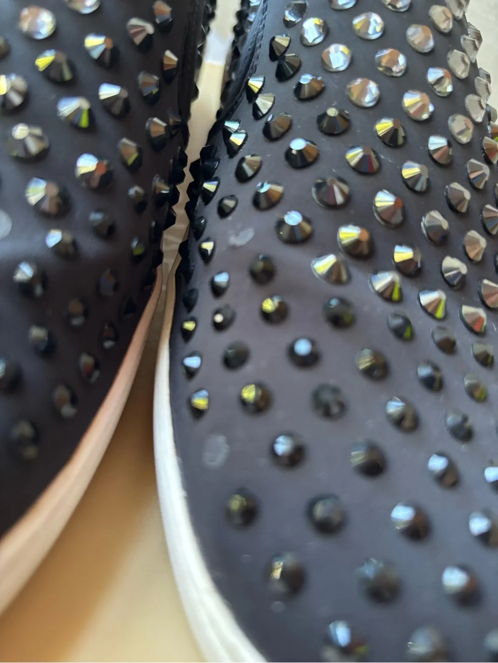Michael Kors Black Slip-On Loafers with Crystal Stud Accents